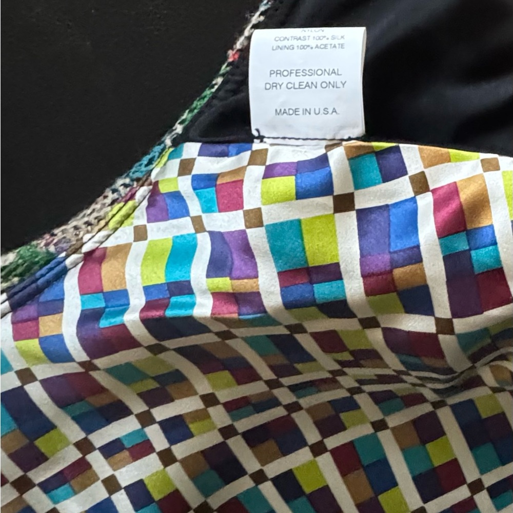 Y2K Multi Color Tweed Collar Cape Jacket Asymmetrical Button Front Lined Large - Picture 13 of 15